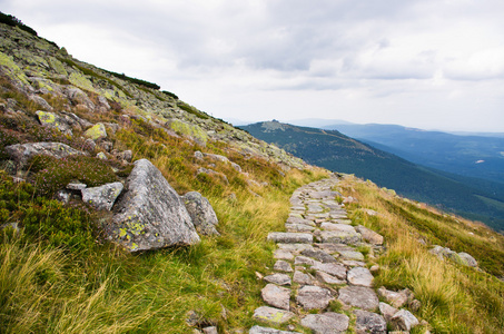 在波兰 karkonosze 山脉，波兰的路径