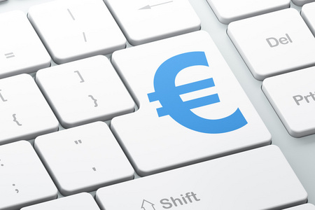货币概念 欧元对计算机键盘背景