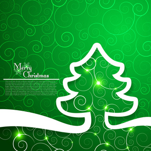 圣诞树上装饰的绿色背景