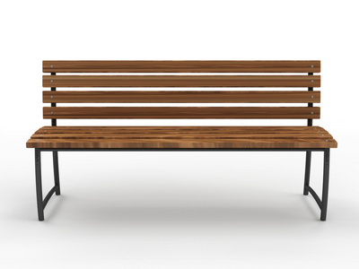 孤独的铁板凳公园的长椅上孤立的白色背景上照片