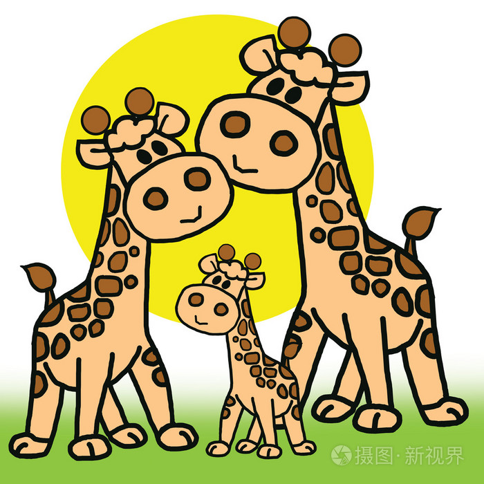 小长颈鹿和妈妈在白色背景中孤立