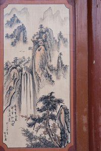 甘肃敦煌民俗博物馆展示的房屋建筑壁画