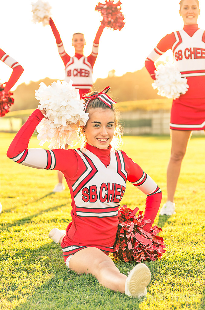 在行动中的啦啦队长的肖像