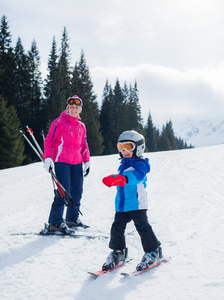 滑雪 冬季 家庭