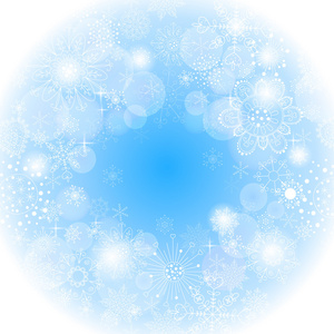 蓝色雪花明亮的冬季背景