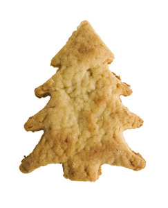 完美的姜面包形作为一棵圣诞树的圣诞节曲奇饼