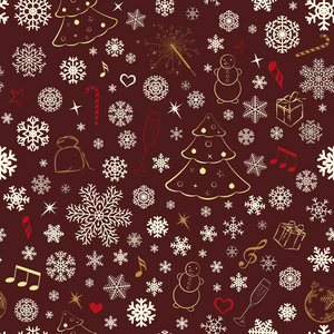 无缝模式与雪花和圣诞符号