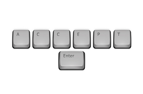 word 键盘上接受并输入密钥。矢量概念 illustrati