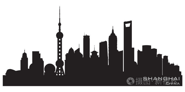 上海中国城市天际线矢量剪影插画-正版商用图片1dqrn0-摄图新视界