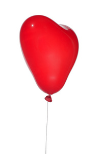单颗红心形状孤立的气球