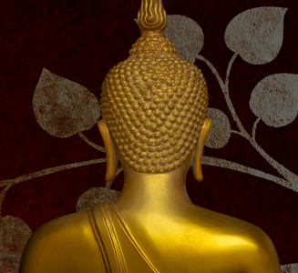 金佛像上金黄背景图案泰国