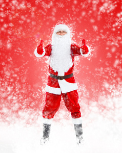 圣诞老人与竖起大拇指的手势全长画像