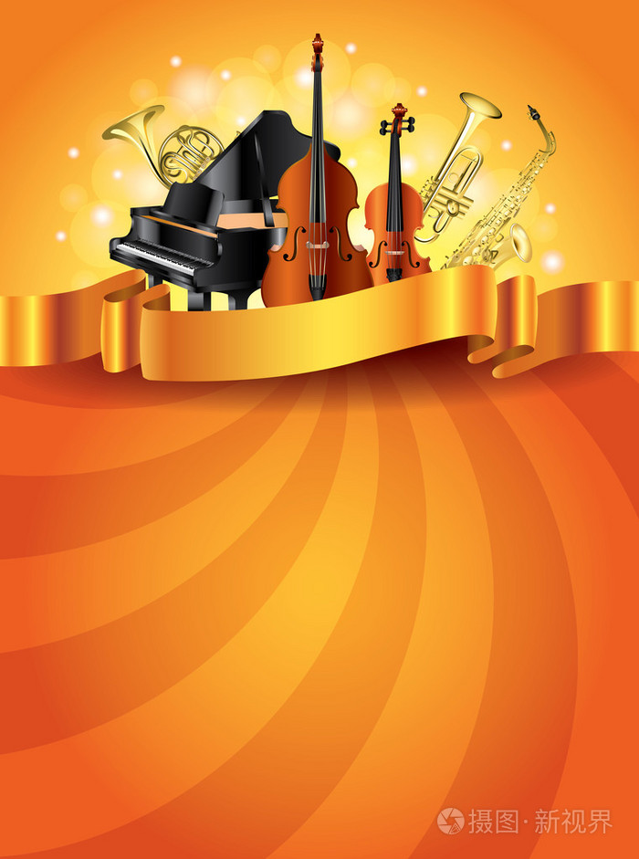 乐器金色矢量背景