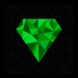 大绿色多边形钻石