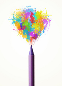 彩色的油漆泼墨铅笔特写