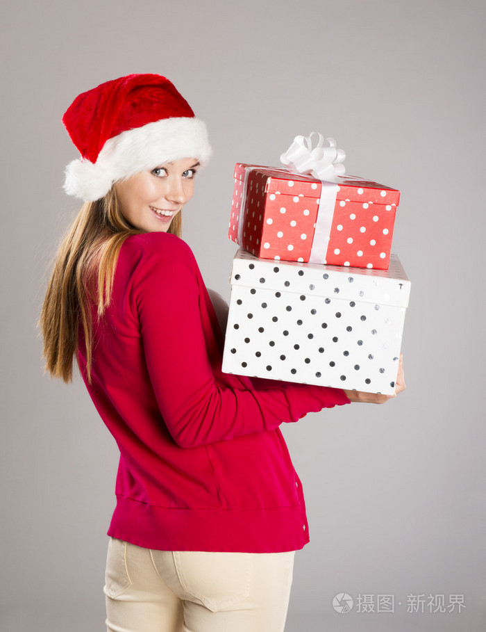 与礼物的圣诞美女
