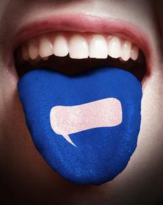 女人得张大了嘴巴传播舌色在讲话泡泡