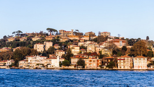 查看从博斯普鲁斯海峡河，伊斯坦布尔，土耳其