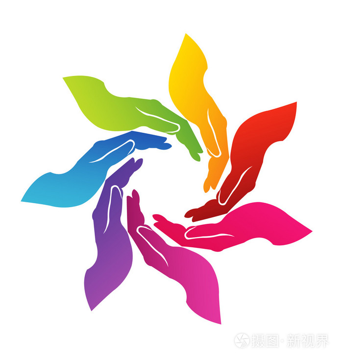 双手帮助丰富多彩的矢量图