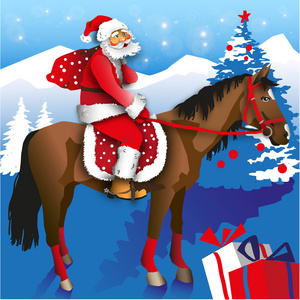 骑在马背上的圣诞老人