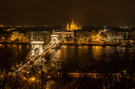 在晚上的布达佩斯