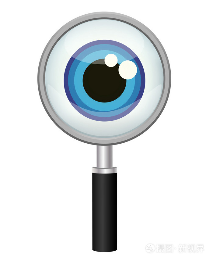 放大镜玻璃与眼, 矢量图标