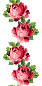 粉红色的玫瑰花刺绣的边框
