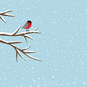 鸟落在树枝上，在冬天矢量