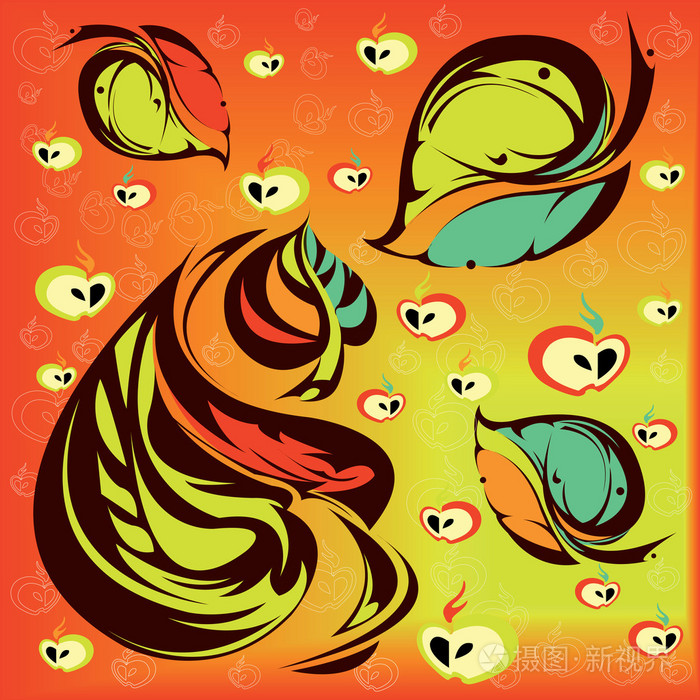 抽象图片与五颜六色的树叶