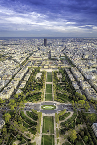 对 champ de mars 和在巴黎荣军院的鸟瞰图