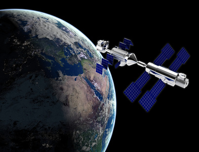 在太空中的卫星照片