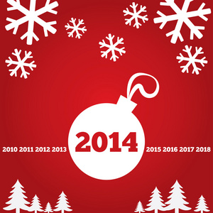 平面图标，2014年新年问候卡
