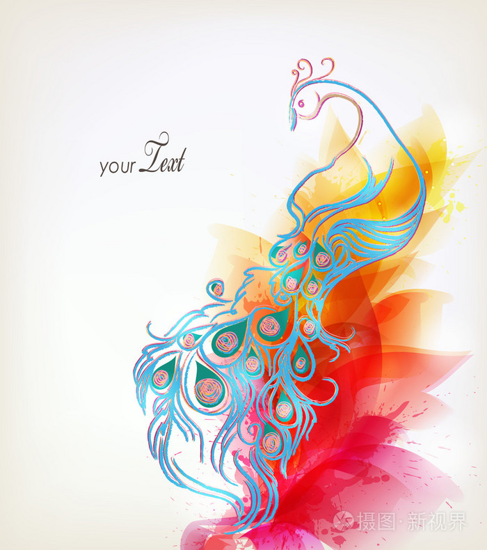 与花艺设计元素, 墨水和孔雀图