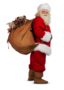 真正的圣诞老人背着大包
