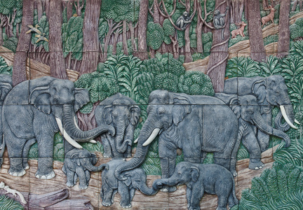 大象泰国的灰泥