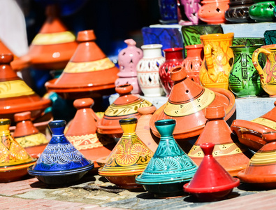 传统的摩洛哥陶器在索维拉图片