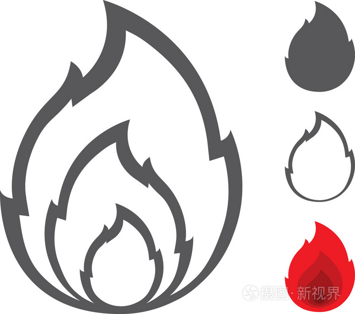 摄图新视界 插画 矢量图 矢量火焰形状图标集.eps