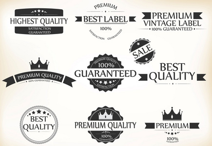 保费与复古的葡萄酒的质量和保证标签