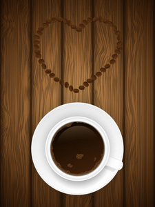 木制背景上杯咖啡