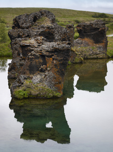 冰岛米湖和熔岩地层