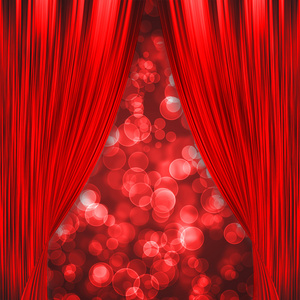 开幕礼节目的两个红色的窗帘