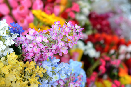 塑料花的美丽的颜色