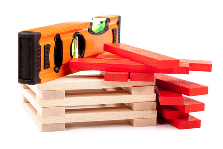 木制玩具块孤立的白色背景上的工具