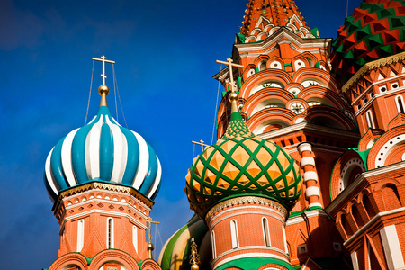 在莫斯科红场的圣圣大教堂的圆顶