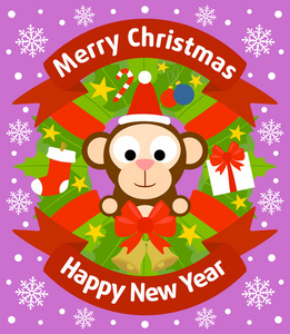 圣诞节和新年的背景与猴子