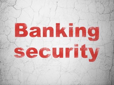 安全概念 银行在背景墙上的安全