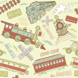 老式火车和铁路的涂鸦