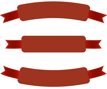 红色矢量促销横幅一套着用丝带装饰