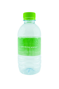 塑料瓶饮用水屏幕在白色背景上