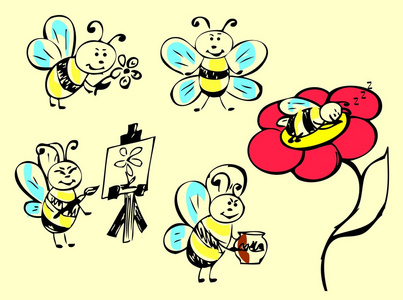 蜜蜂数字拼贴画